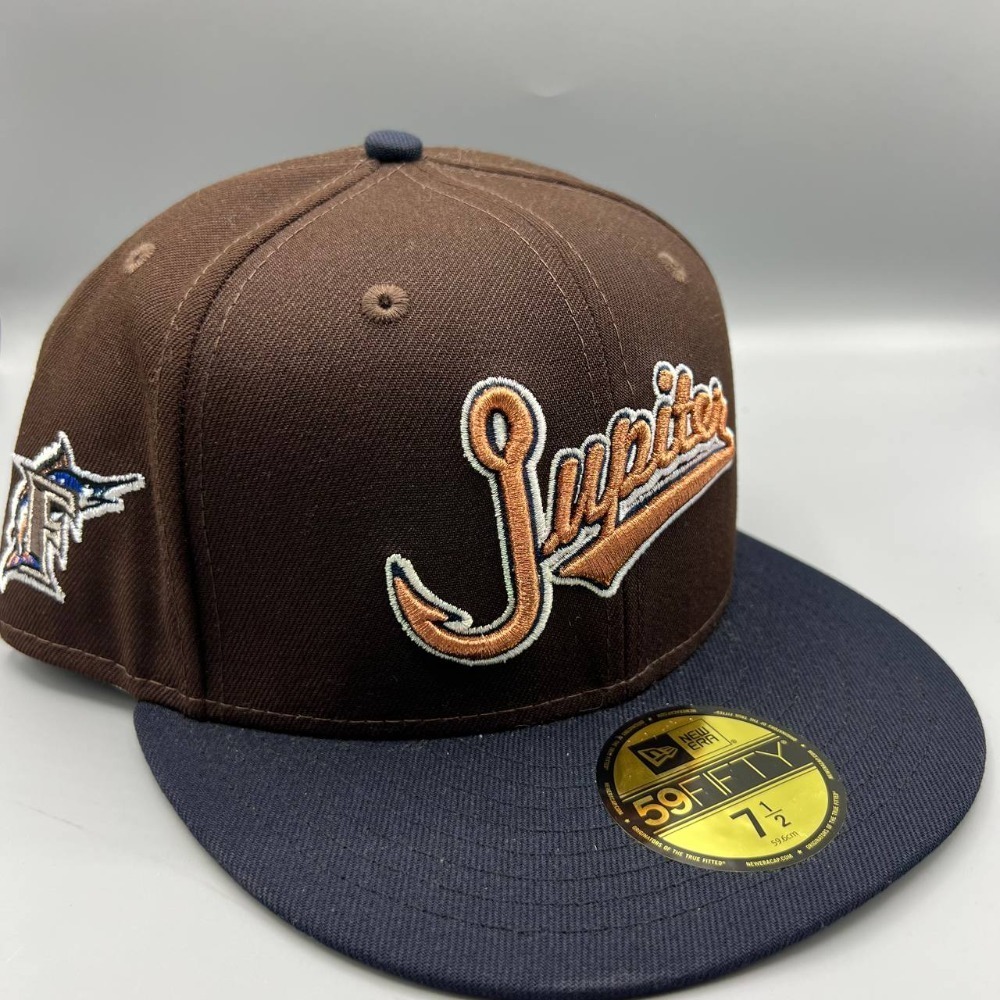 Florida Marlins Hat Men 7 1/2 Brown Jupiter 59Fifty New‎ Era Fitted Cap